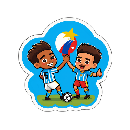 Design di un adesivo giocoso di calciatori cartoni animati