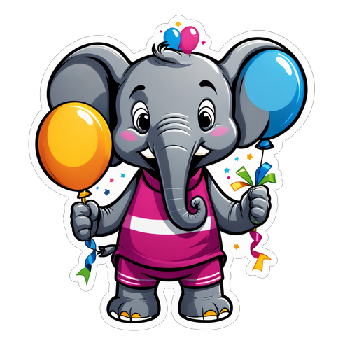 兴奋的大象庆祝胜利贴纸