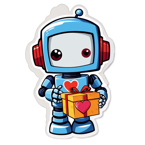 Cool Cartoon Robot with Heart Gift