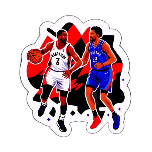 Sticker conmemorativo de un juego histórico entre los Mavericks y Raptors