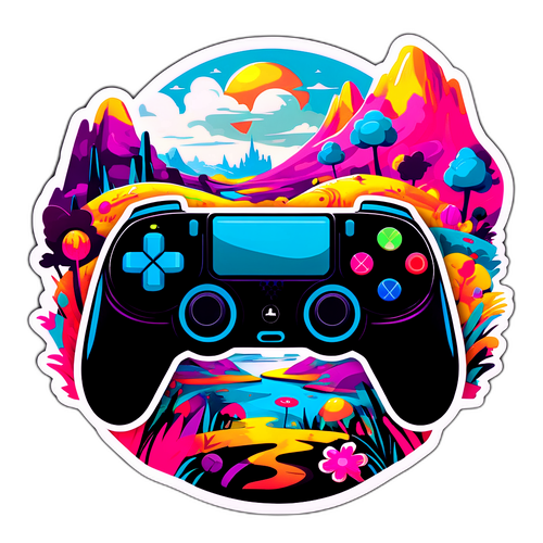 Controllore di Gioco in un Paesaggio Vibrante
