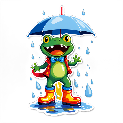 Fröhlicher Frosch im Regen