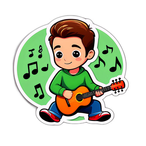 Fin klistermärke av Liam Greentree med musiknoter