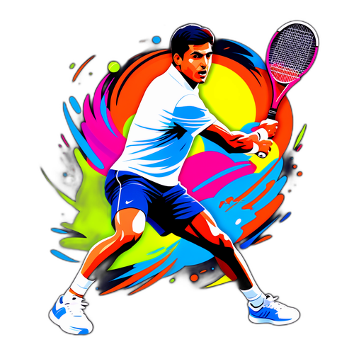 Carlos Alcaraz dalam Pose Dinamik Tenis