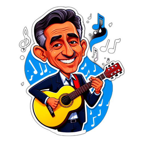 Caricatura de Robertito Funes con guitarra