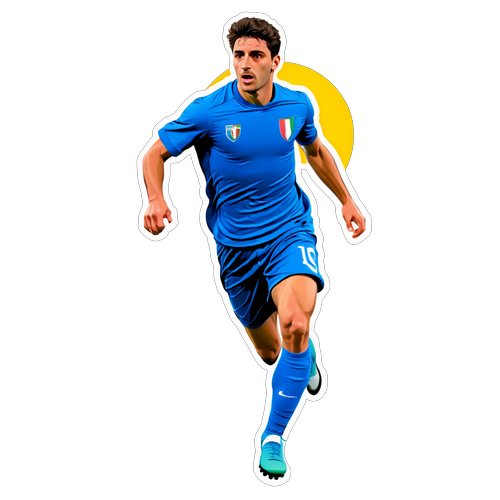 Ontwerp van een jonge Italiaanse voetballer in actie