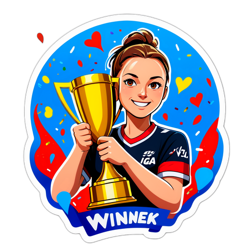 Conception d'un autocollant d'Iga Świątek remportant un tournoi