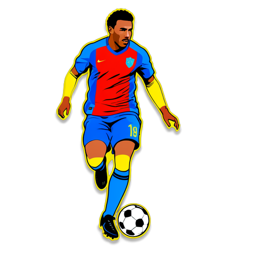Voetballer Dribbelend Sticker