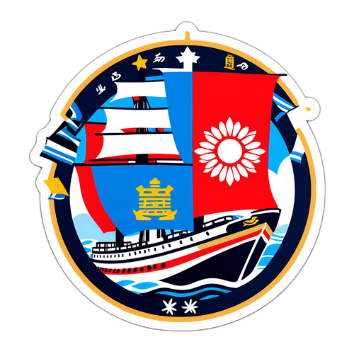 福建船纪念贴纸