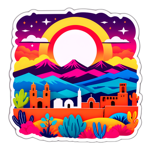 Whimsical Santa Fe Skyline Sticker
