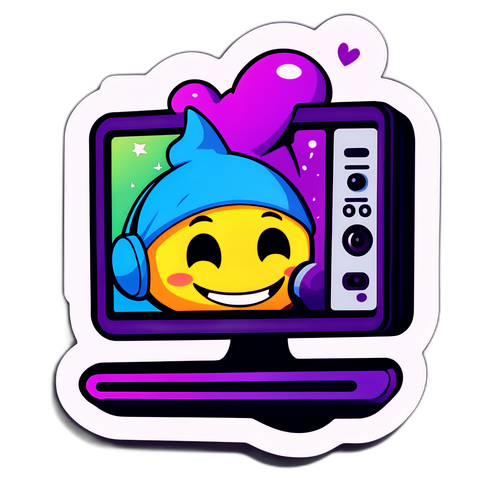 Nhân vật hoạt hình vui vẻ xem livestream trên Twitch