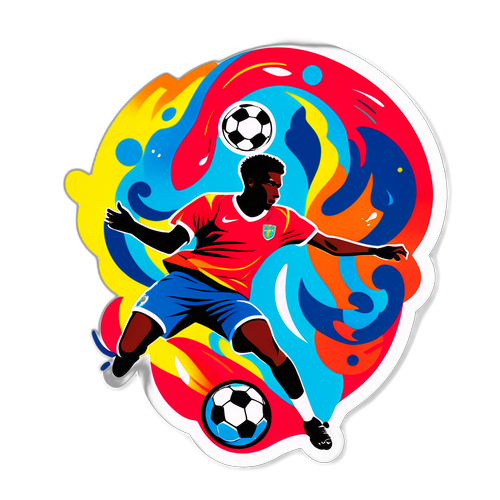 Sticker nghệ thuật trừu tượng về không khí sôi động của lễ hội bóng đá tại giải U-20