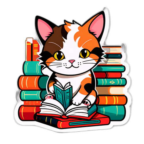 Γατάκι με βιβλία