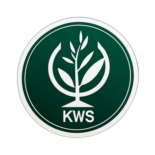 Design nálepky s prvky 'KWS' zaměřenými na ekologické technologie a udržitelnost v moderním světě