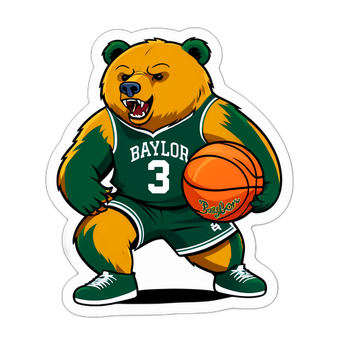 A Fierce Bear Dribbling a Basketball
