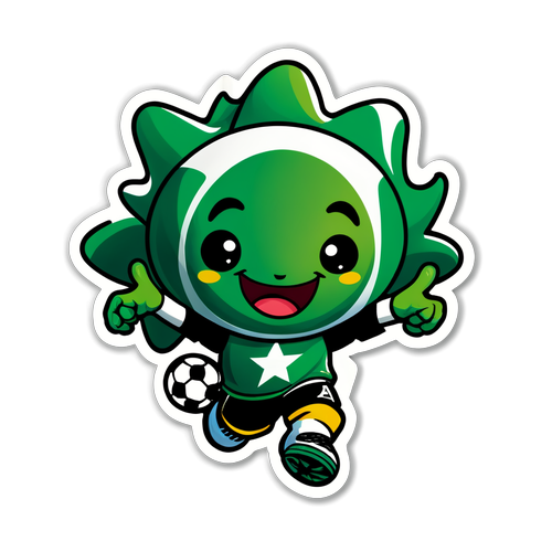 Desenho do mascote da Estrela Amadora com uma bola de futebol