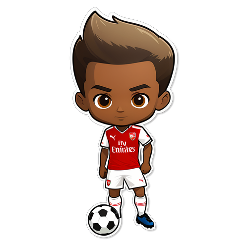 Hình ảnh Chibi của cầu thủ Arsenal trong trang phục thi đấu