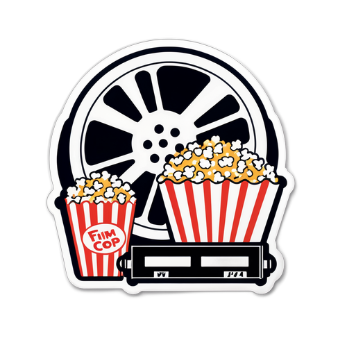 Retro Film Reel og Popcorn Klistremerke