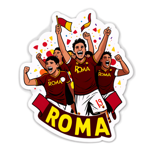 Sticker ya Mashabiki wa AS Roma wakisherehekea Goli