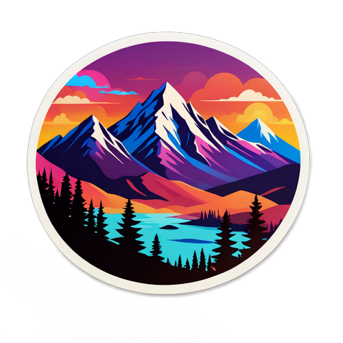 Mountain Landscape Sunset Sticker