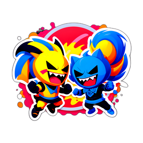 LOL 캐릭터들의 협력과 전투 스티커