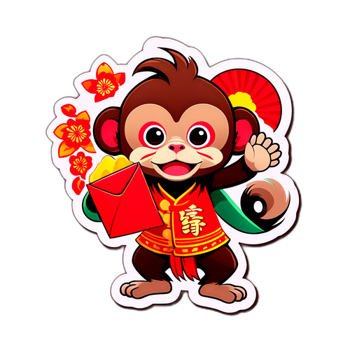 庆祝春季节的小猴子