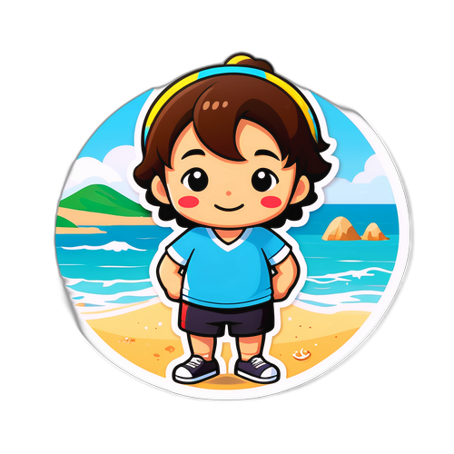 부산 해변에서 즐기는 캐릭터
