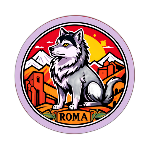 Sticker ya Roma: Mbwa-mwitu wa Kike katika Mandhari ya Kirumi