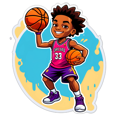 מדבקה משחק במגרש כדורסל