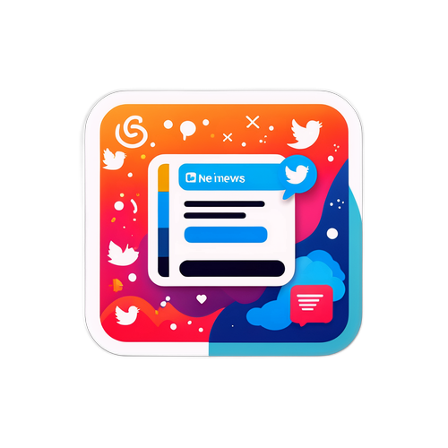 עיצוב מדבקה עם אייקוני רשתות חברתיות וזרם חדשות