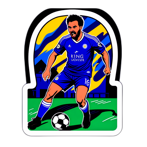 Стикер с футболом между Лестером и Вест Бромвичем в комикс-стиле
