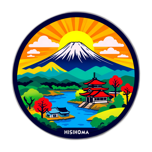 広島県の風景を表現したステッカー