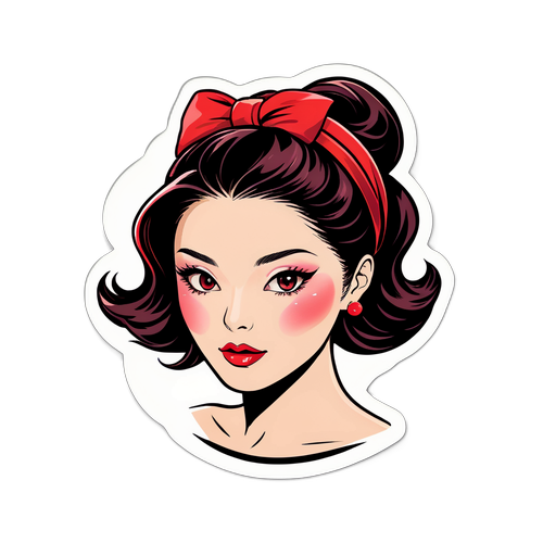 時尚妝容的資生堂美妝產品貼紙