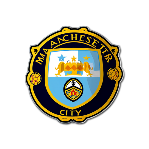 Calcomanía de Manchester City con silueta de campo y escudo