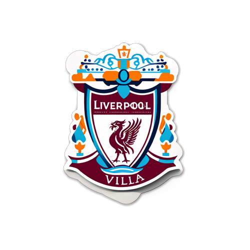 Sticker elegante de Liverpool y Aston Villa con un balón de fútbol