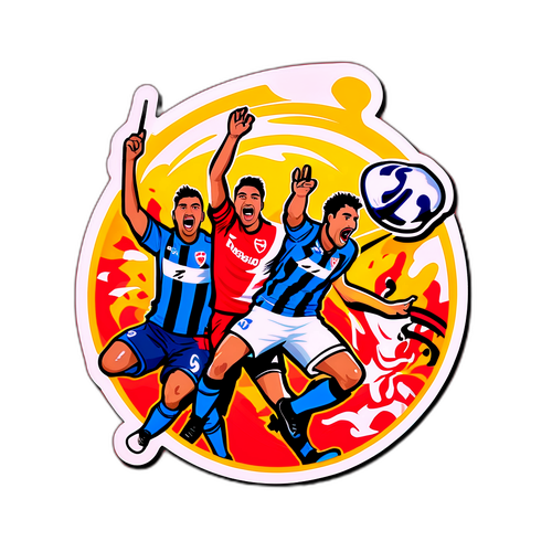 Diseño de Sticker: Escena Emocionante del Partido entre Deportivo Riestra e Independiente