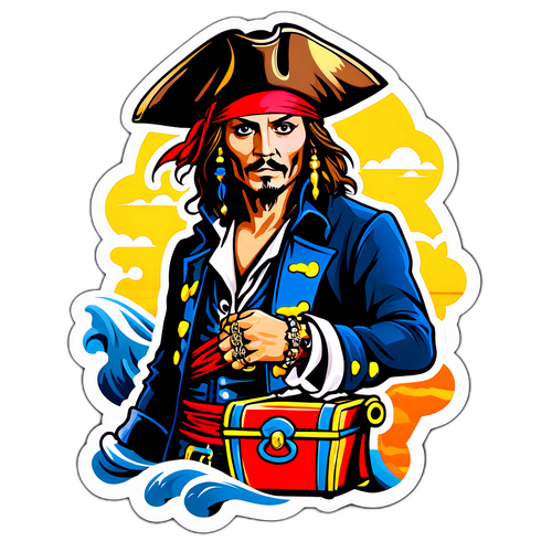 Pirátský Sticker s Johnny Deppem