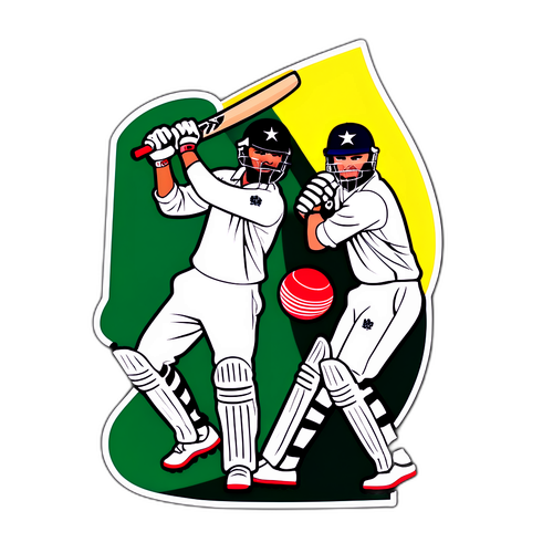 डायनेमिक क्रिकेट-थीम्ड स्टिकर