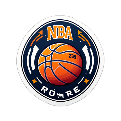 Minimalist na Sticker ng Basketball na may 'NBA Rotowire'