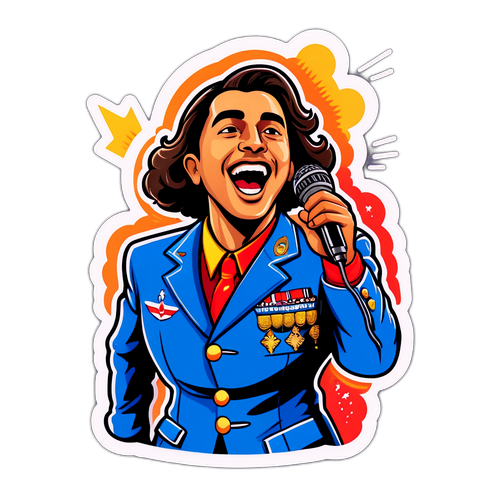 Sticker Giocoso di Raf Cantante sul Palco