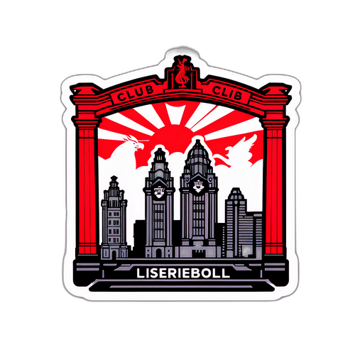 Μινιμαλιστικό αυτοκόλλητο με την καλλιτεχνική απεικόνιση του ορίζοντα του Λίβερπουλ