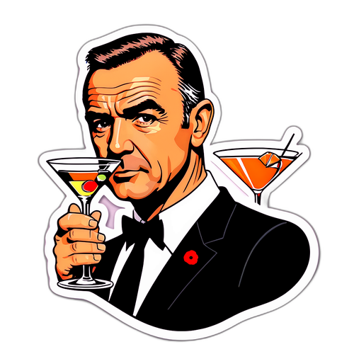 Tributowy sticker dla Seana Connery'ego z sylwetką Jamesa Bonda