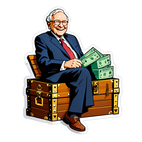 Veselý nálepka Warren Buffett na pokladu