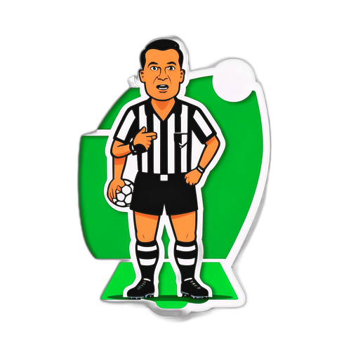 Śmieszny sędzia z monitorem VAR