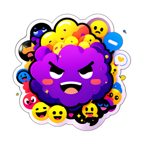 Ein stilisierter Discord-Sticker mit Emojis und Chatblasen