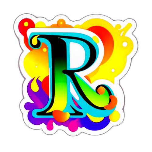 Makulay na Abstrakt na Sticker ng Letrang 'R'