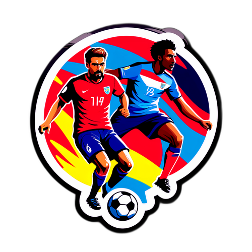 Autocolant artistic cu design vibrant al intensității unui meci important de fotbal