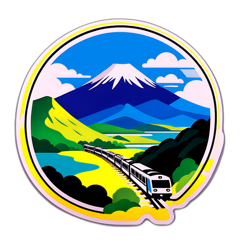 美しい風景を走る名鉄電車のイラスト