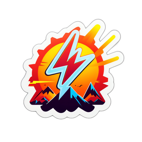 Символічне лого Миколаївобленерго у формі електричної іскри на фоні заходу сонця