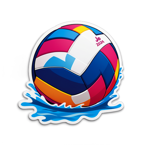 Vibrez pour les JO 2024 : Découvrez le Sticker Éclatant de Volley-Ball qui Fait Waves !